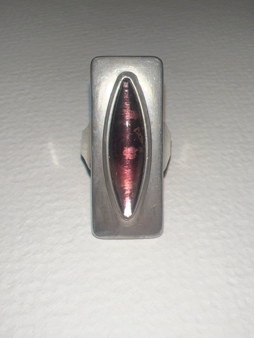 Jorgen Jensen Pewter MC Modern Ring with Purple/pink stone